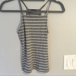 Love Culture gray and white striped tank